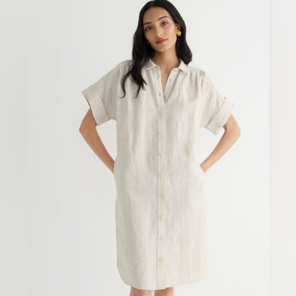 J.Crew short-sleeve Baird McNutt Irish linen shirtdress - Picture 3 of 6